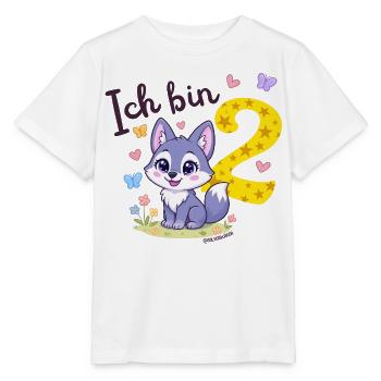 Ich bin 2 Jahre alt – Niedliches Wolf Geburtstag - Stanley/Stella Kinder T-Shirt MINI CREATOR  - Weiß - Vorne - Maike (125cm)