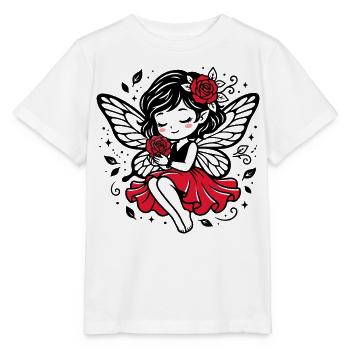 Rosenflügel Fee im Roten Kleid - Stanley/Stella Kinder T-Shirt MINI CREATOR  - Weiß - Vorne - Maike (125cm)