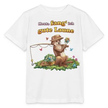 Siggi und der Zauberwald - Otto Otter beim Angeln - Stanley/Stella Kinder T-Shirt MINI CREATOR  - Weiß - Vorne - Maike (125cm)
