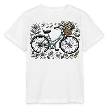 Vélo vintage avec panier de fleurs - T-shirt bio MINI CREATOR Stanley/Stella Enfant - blanc - Devant - Maike (125cm)