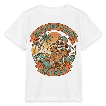 Skeleton Chaos Energy Retro Strand Grafik - Stanley/Stella Kinder T-Shirt MINI CREATOR  - Weiß - Vorne - Maike (125cm)