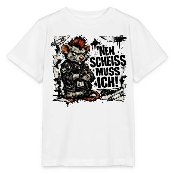 Ratte nen Scheiss muss ich frecher Spruch - Stanley/Stella Kinder T-Shirt MINI CREATOR  - Weiß - Vorne - Maike (125cm)