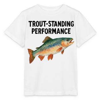 Aquarelle de truite : Performance de la truite debout - T-shirt bio MINI CREATOR Stanley/Stella Enfant - blanc - Devant - Maike (125cm)