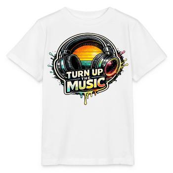 TURN UP THE MUSIC Headphones Retro Music Motif - Stanley/Stella MINI CREATOR Kids’ T-Shirt - white - Front - Maike (125cm)