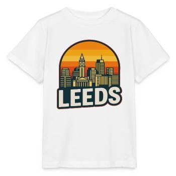 Vintage Leeds Skyline Retro-Sonnenuntergangsdesign - Stanley/Stella Kinder T-Shirt MINI CREATOR  - Weiß - Vorne - Maike (125cm)