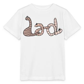 Dad als Regenwurm Schriftzug - Stanley/Stella Kinder T-Shirt MINI CREATOR  - Weiß - Vorne - Maike (125cm)