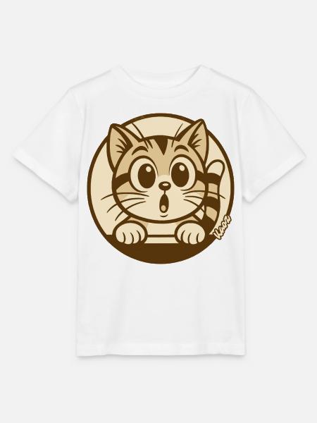 Neugieriges Kätzchen--Abzeichen - Stanley/Stella Kinder T-Shirt MINI CREATOR - Weiß