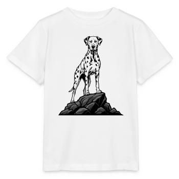 Chien Dalmatien sur Rocher Portrait Tacheté Noir - T-shirt bio MINI CREATOR Stanley/Stella Enfant - blanc - Devant - Maike (125cm)