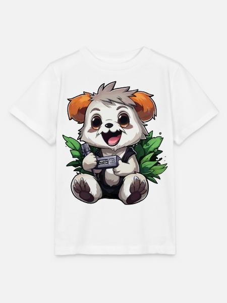 Panda Gamer mit Controller - Stanley/Stella Kinder T-Shirt MINI CREATOR - Weiß