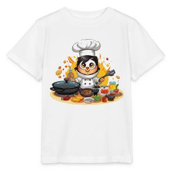Küchen-Pinguin Meisterkoch - Stanley/Stella Kinder T-Shirt MINI CREATOR  - Weiß - Vorne - Maike (125cm)