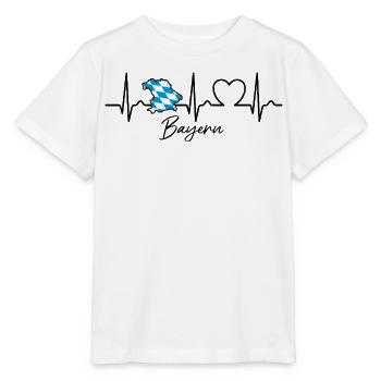 Bayern Landkarte mit Herzkurve | EKG | Puls - Stanley/Stella Kinder T-Shirt MINI CREATOR  - Weiß - Vorne - Maike (125cm)