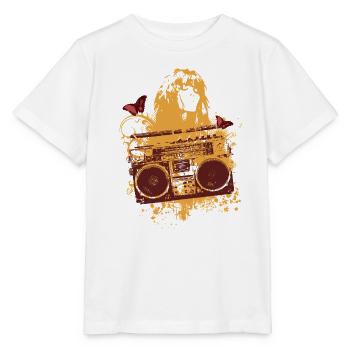 Frutiger Metro - Orange Boom Box - Female Portrait - Stanley/Stella MINI CREATOR Kids’ T-Shirt - white - Front - Maike (125cm)