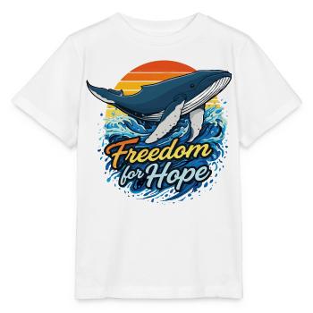 Freedom for Hope - Whale Sundowner - Stanley/Stella MINI CREATOR Kids’ T-Shirt - white - Front - Maike (125cm)
