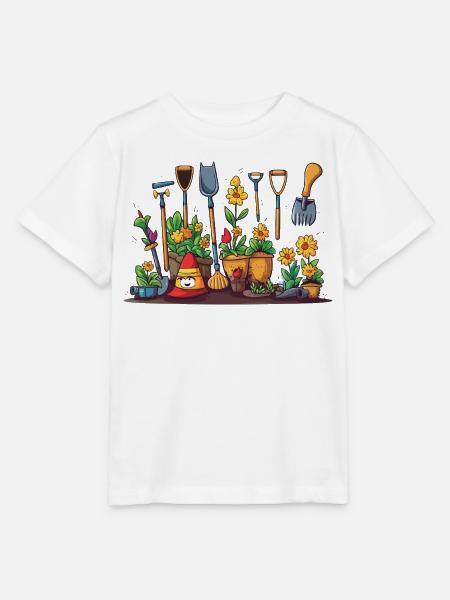 Gartenwerkzeug Blüten Szene - Stanley/Stella Kinder T-Shirt MINI CREATOR  - Weiß