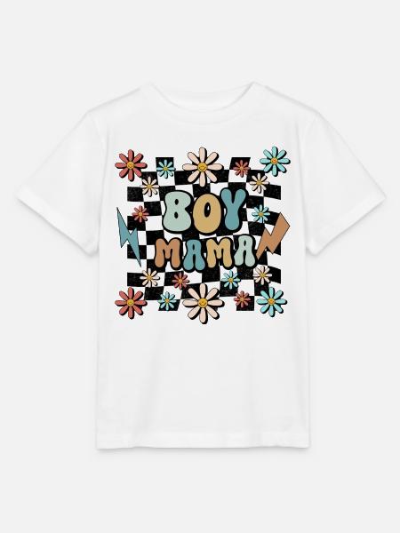 Boy Mama Blumen Muster Mutter Schwangerschaft - Stanley/Stella Kinder T-Shirt MINI CREATOR - Weiß