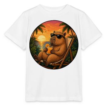 Capibara sur une chaise longue - T-shirt bio MINI CREATOR Stanley/Stella Enfant - blanc - Devant - Maike (125cm)