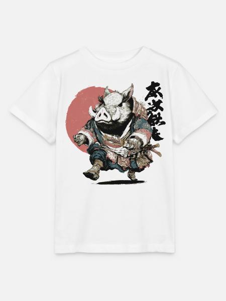 Eber-Samurai in Ukiyo-Rüstung - Stanley/Stella Kinder T-Shirt MINI CREATOR - Weiß