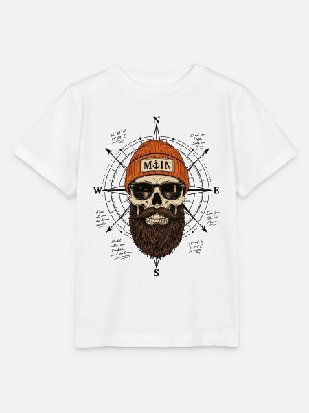 Moin Totenkopf Seemann Norddeutschland Shirt - Stanley/Stella Kinder T-Shirt MINI CREATOR  - Weiß