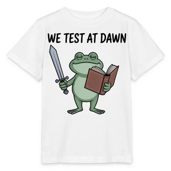 Morgendämmerungs-Froschritter liest bei Tagesanbruch - Stanley/Stella Kinder T-Shirt MINI CREATOR  - Weiß - Vorne - Maike (125cm)