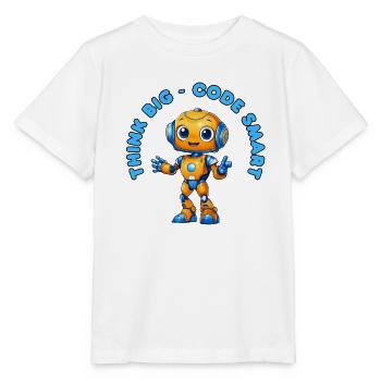 Roboter - Think big, Code Smart  - Stanley/Stella Kinder T-Shirt MINI CREATOR  - Weiß - Vorne - Maike (125cm)