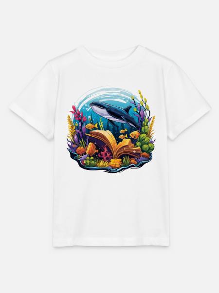 Unterwasserbuchparadies mit Wal - Stanley/Stella Kinder T-Shirt MINI CREATOR - Weiß