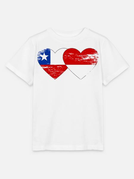 Chile Polen Flagge Herz used - Stanley/Stella Kinder T-Shirt MINI CREATOR - Weiß