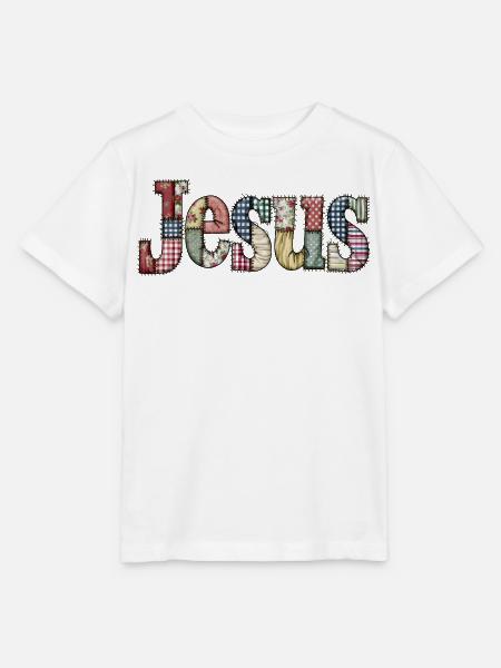 Patchwork Jesus Schriftzug - Stanley/Stella Kinder T-Shirt MINI CREATOR  - Weiß