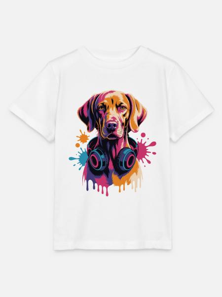 Magyar Viszla mit Kopfhörer - Stanley/Stella Kinder T-Shirt MINI CREATOR - Weiß