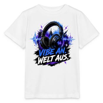 vibe on -world off - Stanley/Stella MINI CREATOR Kids’ T-Shirt - white - Front - Maike (125cm)