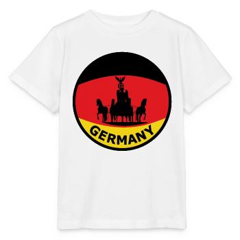 Deutschlandflagge Streitwagen Silhouette - Stanley/Stella Kinder T-Shirt MINI CREATOR  - Weiß - Vorne - Maike (125cm)