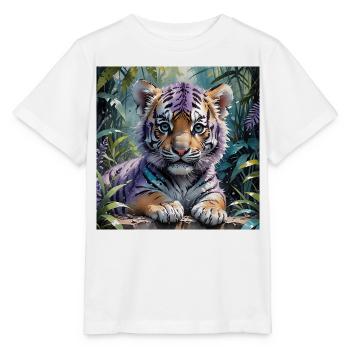 Colorful tiger cub in the jungle - Stanley/Stella MINI CREATOR Kids’ T-Shirt - white - Front - Maike (125cm)