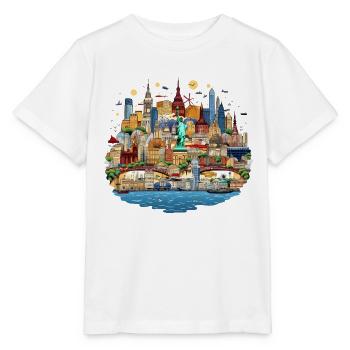 Cosmopolitan Skyline Collage - T-shirt bio MINI CREATOR Stanley/Stella Enfant - blanc - Devant - Maike (125cm)