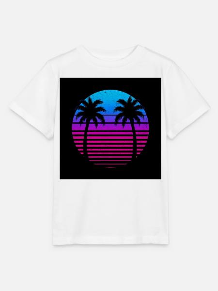 Neon Palm Sonnenuntergangskreis - Stanley/Stella Kinder T-Shirt MINI CREATOR - Weiß