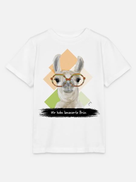 JvG Lama "Wir hobn lamanierte Brün." - Stanley/Stella Kinder T-Shirt MINI CREATOR - Weiß