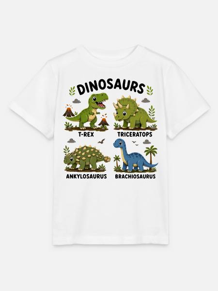Dinosaurierarten lernen für Kinder - Stanley/Stella Kinder T-Shirt MINI CREATOR - Weiß