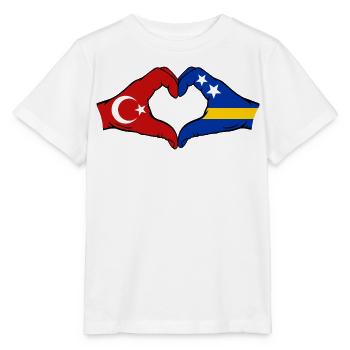 Türkei Curacao Flagge Hände Herzform - Stanley/Stella Kinder T-Shirt MINI CREATOR  - Weiß - Vorne - Maike (125cm)