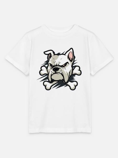 Wütende Bulldogge mit Knochen - Stanley/Stella Kinder T-Shirt MINI CREATOR - Weiß