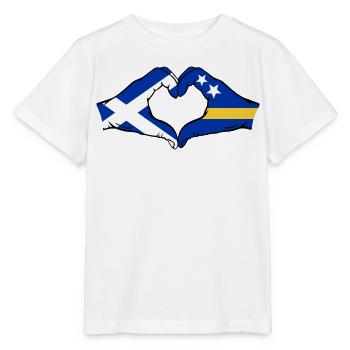 Scotland Curacao Flag Hands Heart Shape - Stanley/Stella MINI CREATOR Kids’ T-Shirt - white - Front - Maike (125cm)