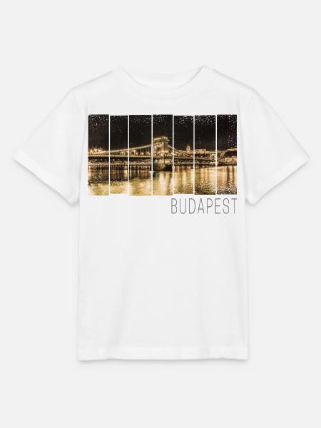 Budapest Kettenbrücke in Ungarn bei Nacht Souvenir - Stanley/Stella Kinder T-Shirt MINI CREATOR - Weiß
