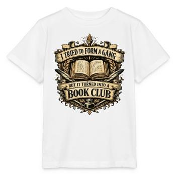 Vintage Book Club Crest – Gang Saying Shirt - Stanley/Stella MINI CREATOR Kids’ T-Shirt - white - Front - Maike (125cm)