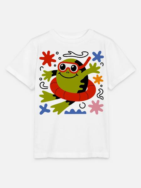 Cartoon Frosch Taucher - Stanley/Stella Kinder T-Shirt MINI CREATOR - Weiß