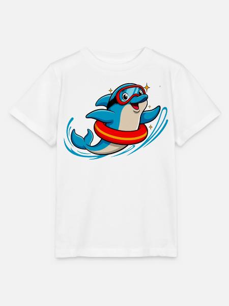 Lustiger Delfin mit Taucherbrille - Stanley/Stella Kinder T-Shirt MINI CREATOR - Weiß