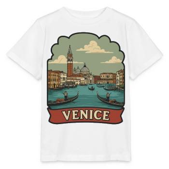 Venedig Grande Canal Gondel Vintage-Reiseaufkleber - Stanley/Stella Kinder T-Shirt MINI CREATOR  - Weiß - Vorne - Maike (125cm)