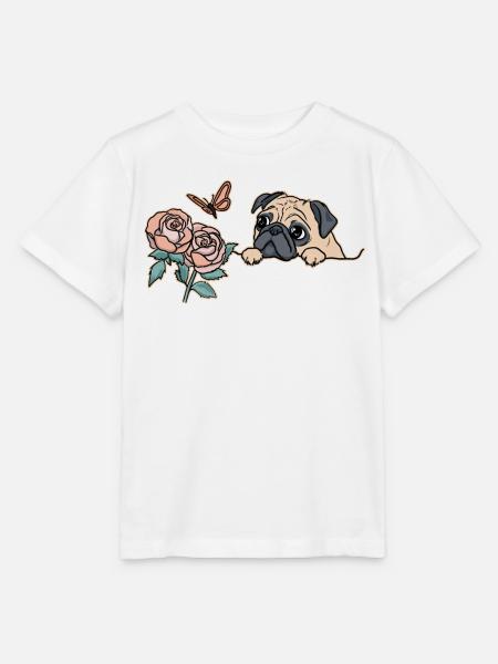 Mops mit Schmetterling - Stanley/Stella Kinder T-Shirt MINI CREATOR - Weiß