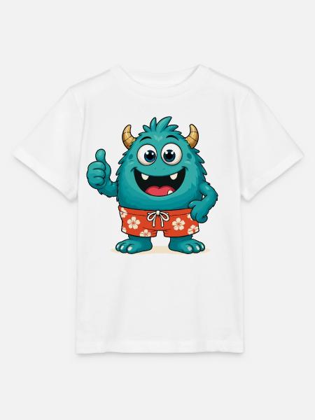 Monster mit Badehose - Stanley/Stella Kinder T-Shirt MINI CREATOR - Weiß