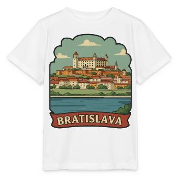 Bratislava Castle Slovakia Retro Travel Sticker - Stanley/Stella MINI CREATOR Kids’ T-Shirt - white - Front - Maike (125cm)