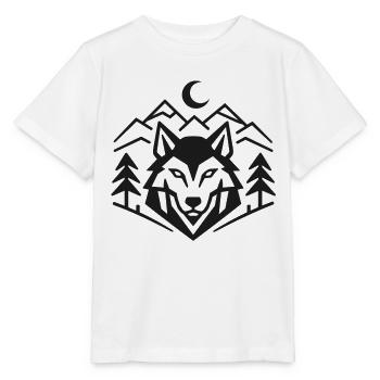 Geometric Wolfpack Emblem: Minimalist Wolf Shirt - Stanley/Stella Kinder T-Shirt MINI CREATOR  - Weiß - Vorne - Maike (125cm)