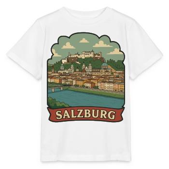 Salzburg Austria Fortress Retro Travel Badge - Stanley/Stella MINI CREATOR Kids’ T-Shirt - white - Front - Maike (125cm)