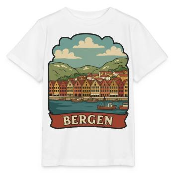 Bergen Norway Bryggen Vintage Travel Aufkleber - Stanley/Stella Kinder T-Shirt MINI CREATOR  - Weiß - Vorne - Maike (125cm)