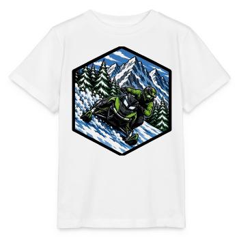 Schneemobilfahren dynamisch auf Schnee klettern - Stanley/Stella Kinder T-Shirt MINI CREATOR  - Weiß - Vorne - Maike (125cm)